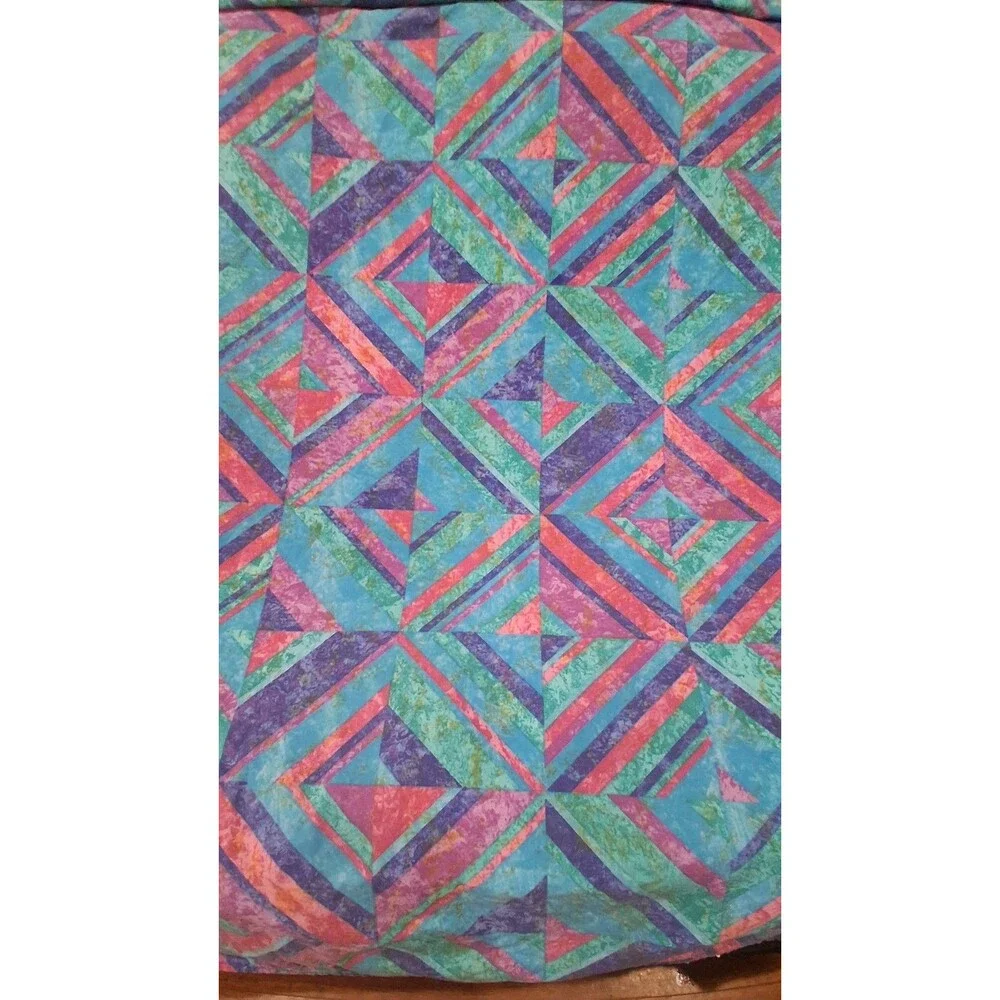 Vintage 90's Sheet and Pillowcase Graphic Geometric Andre Richard, King Sz